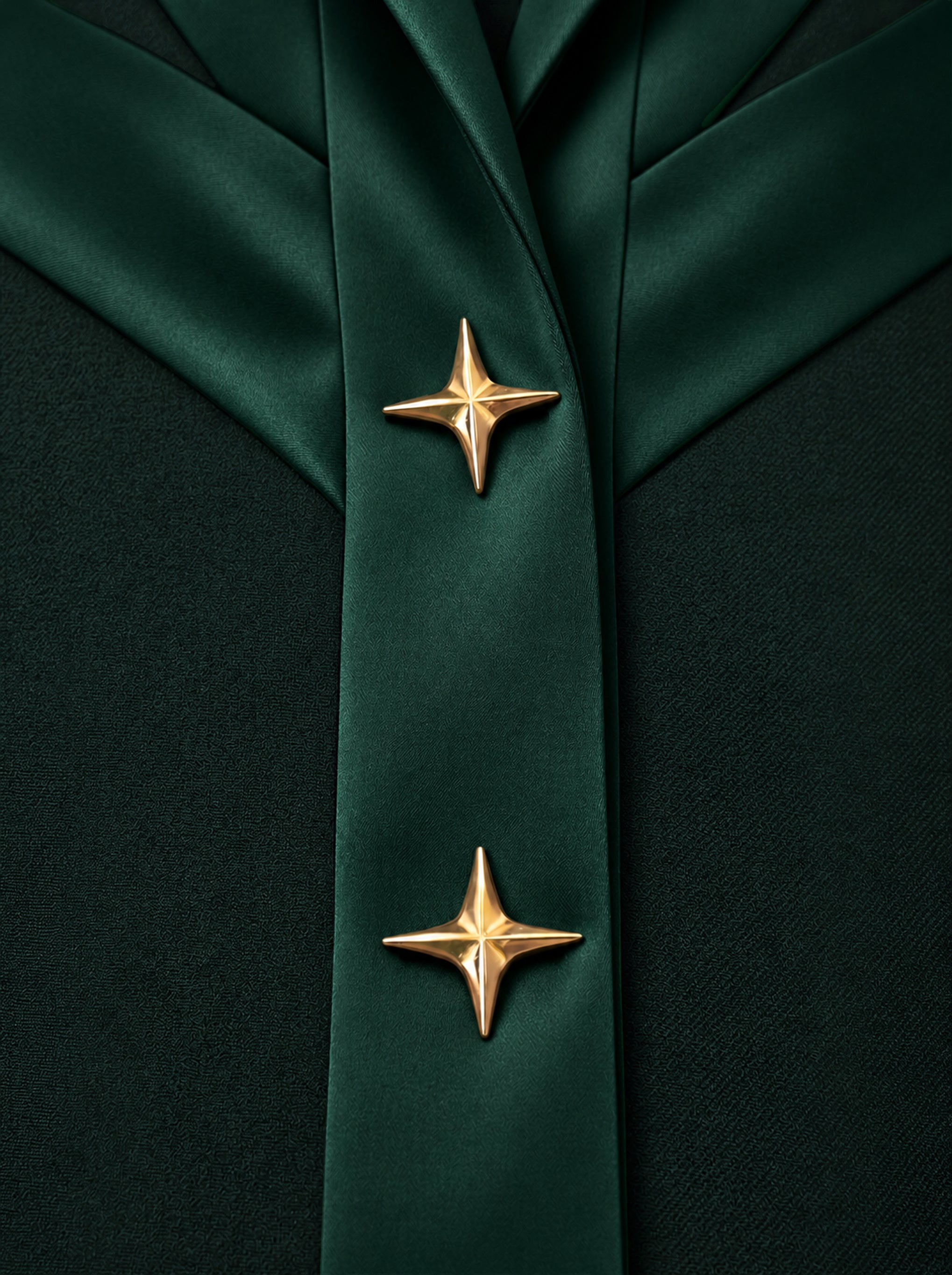 NAKHLAH close-up of branching silk bands with gold star details.