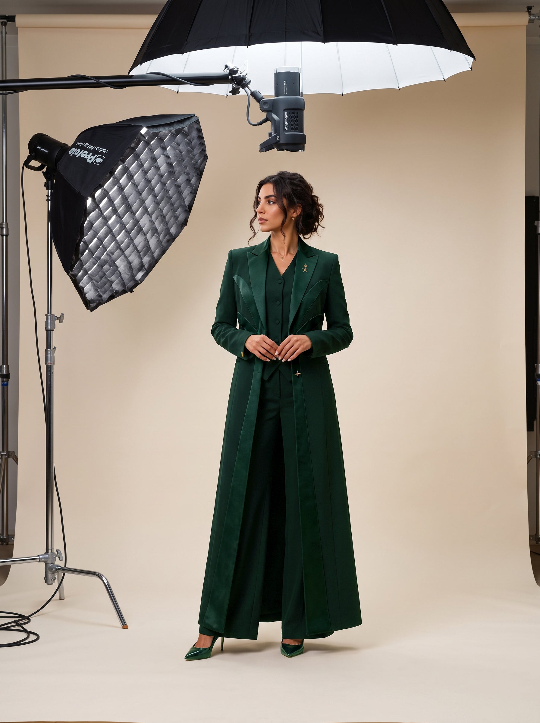 NAKHLAH blazer, full-length view showing the palm-inspired design.