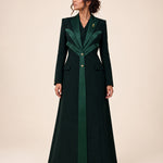 NAKHLAH blazer in Saudi Green, full-length front view with palm-inspired lines.
