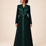 NAKHLAH blazer in Saudi Green, full-length front view with palm-inspired lines.