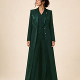 NAKHLAH blazer in Deep Saudi Green, worn open in a full-length view.