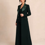 GLORY blazer in Deep Saudi Green, open three-quarter full-length view.