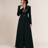 GLORY blazer in Deep Saudi Green, full-length front view with gold shoulder stars.