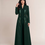 TERRA blazer in Deep Saudi Green, front view with curved detailing.