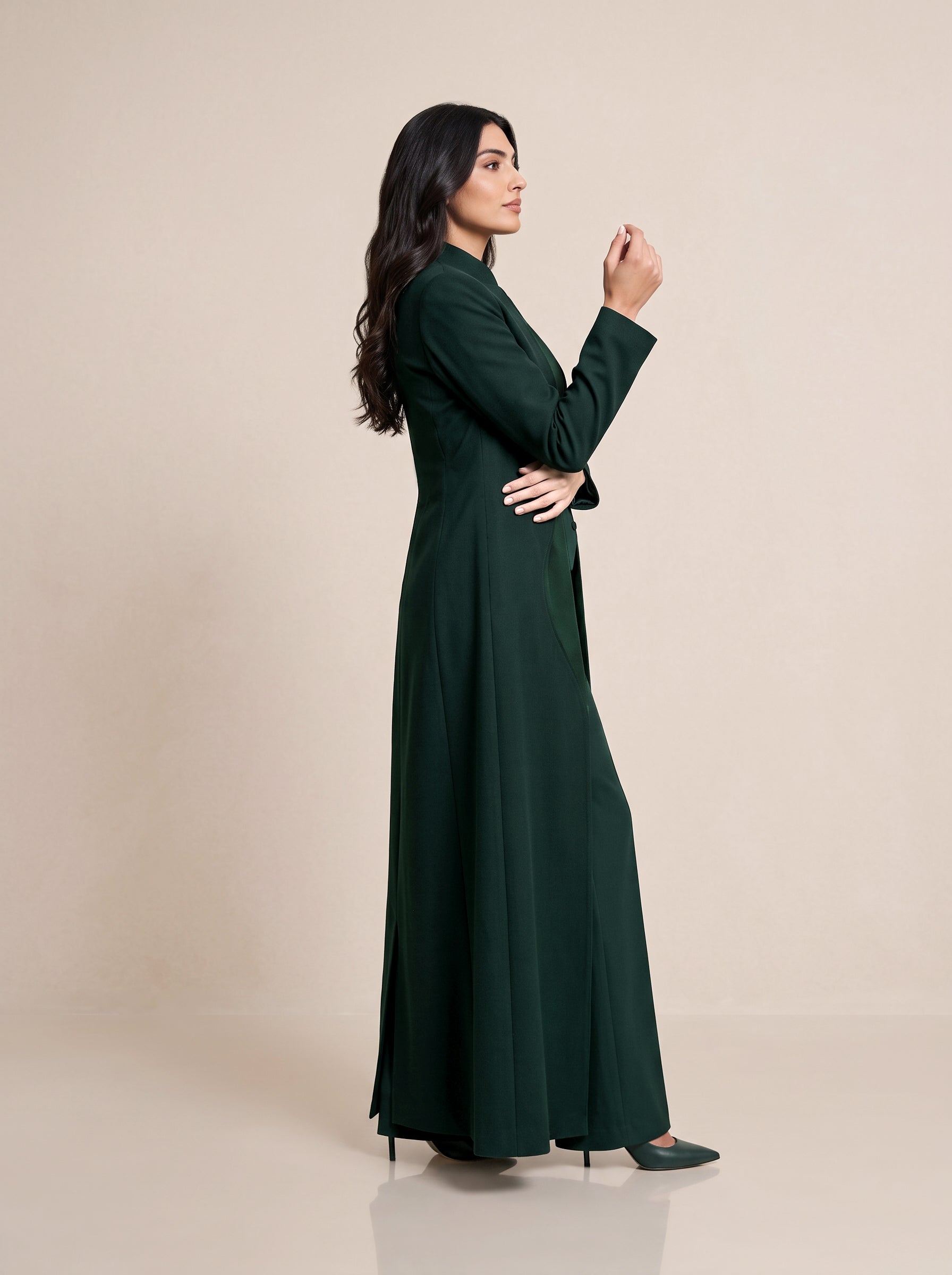 TERRA blazer in Deep Saudi Green, full-length side profile.