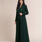 TERRA blazer in Deep Saudi Green, worn open in a full-length view.