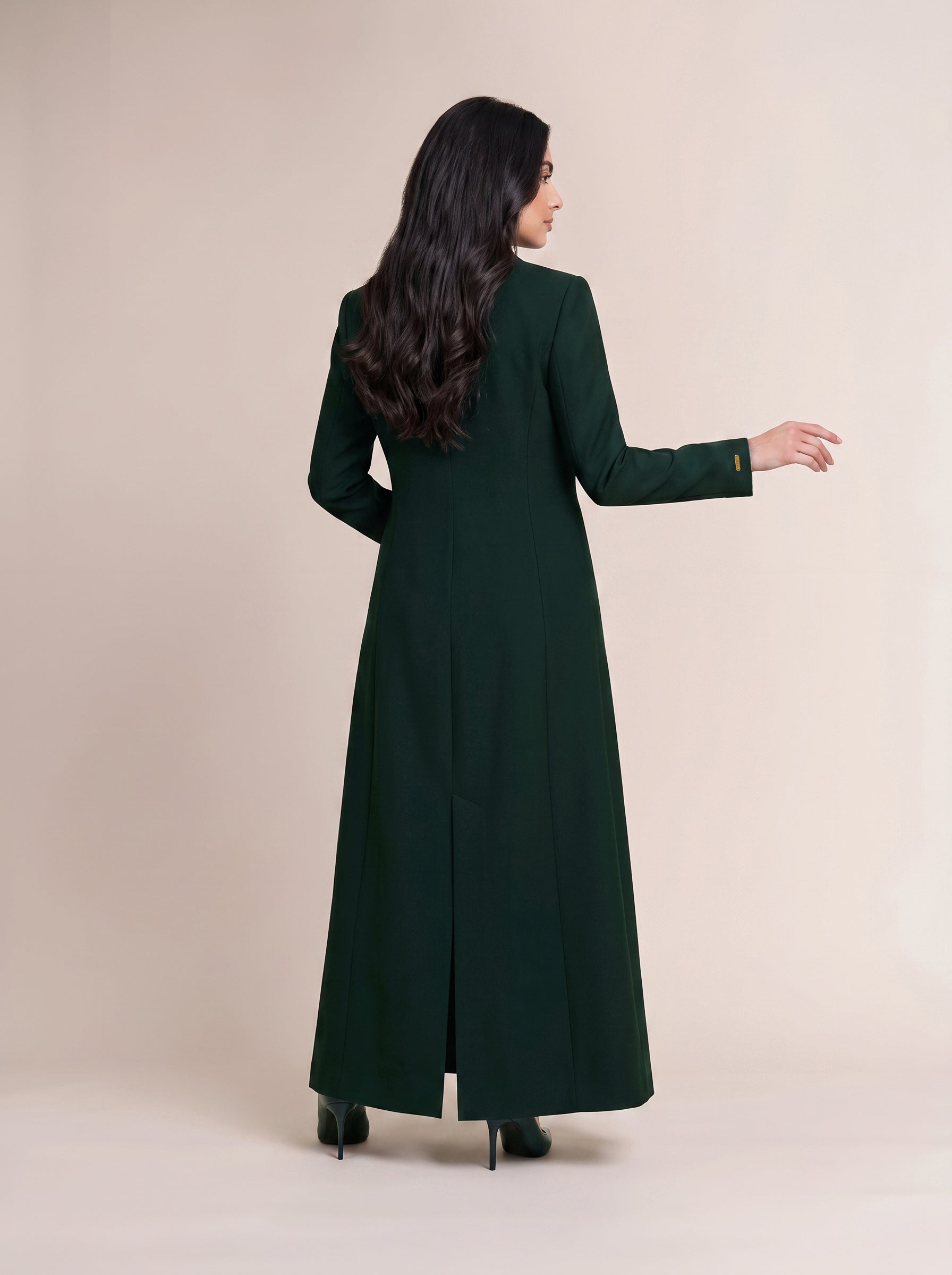 TERRA blazer in Deep Saudi Green, full-length back view.