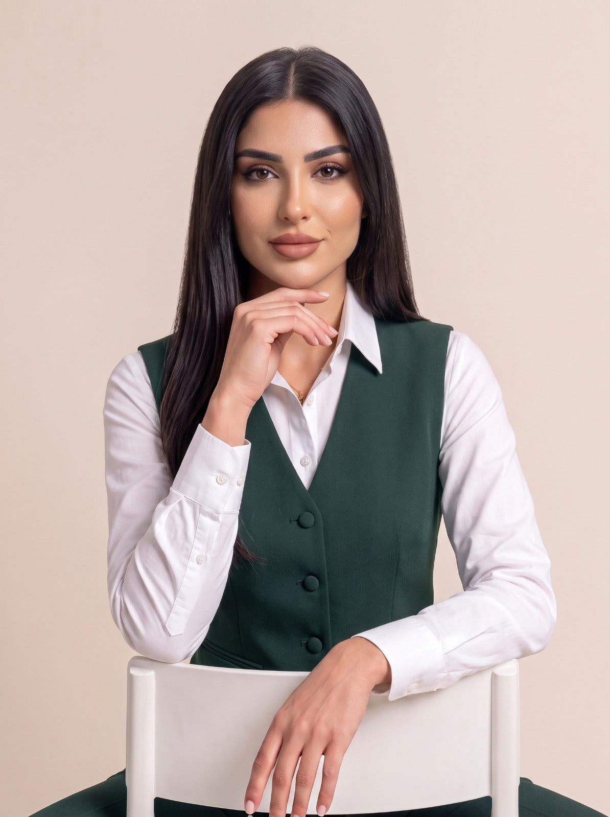 WAQAR formal set in Saudi Green, full-length back view.