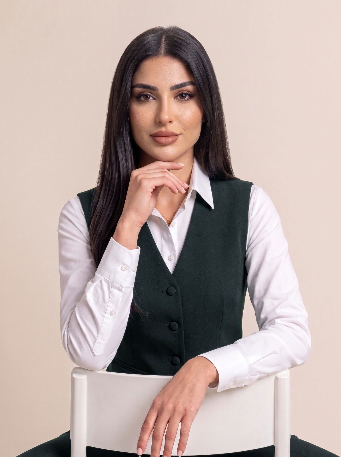 WAQAR formal set in Deep Saudi Green, full-length back view.