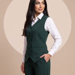 WAQAR formal set in Saudi Green, full-length side profile.