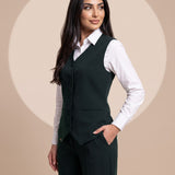 WAQAR formal set in Deep Saudi Green, full-length side profile.