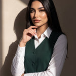 WAQAR formal set in Saudi Green, seated editorial full look.