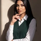 WAQAR formal set in Saudi Green, seated editorial full look.